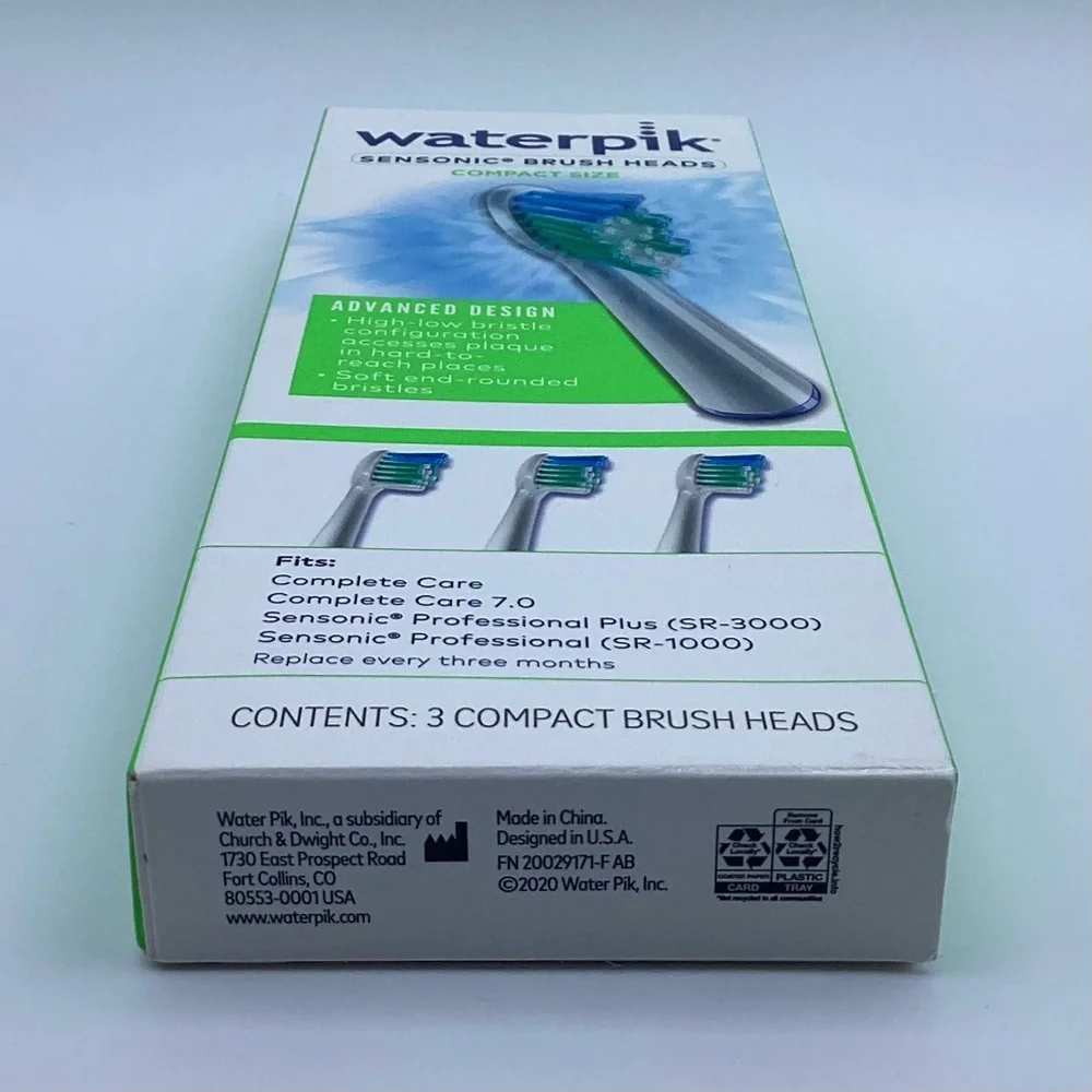 Waterpik Sensonic Compact Size Brush Heads 3-Pack SRSB-3W